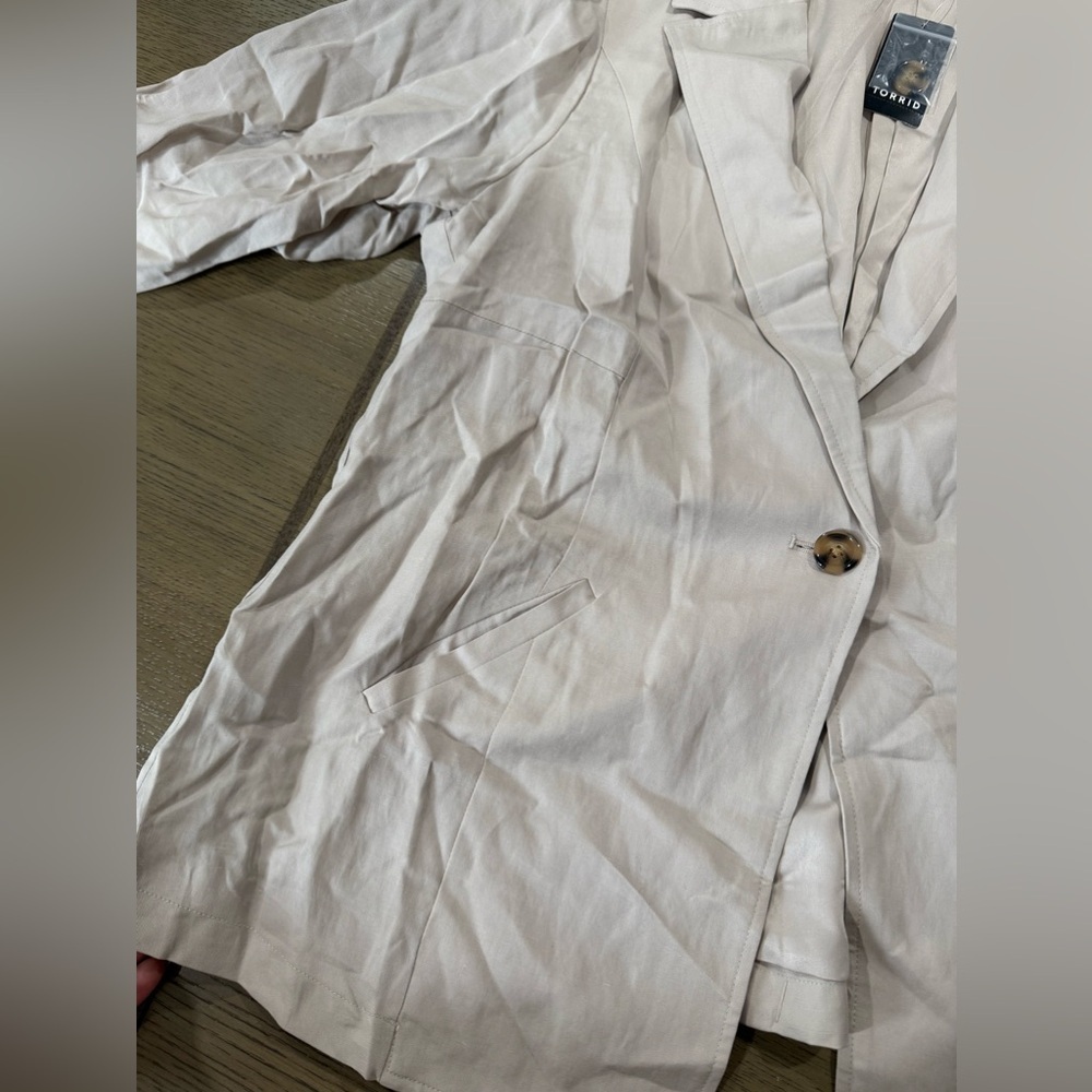 TORRID JACKET BLAZER STUDIO LINEN BLEND TOP sz 1 - Picture 6 of 7